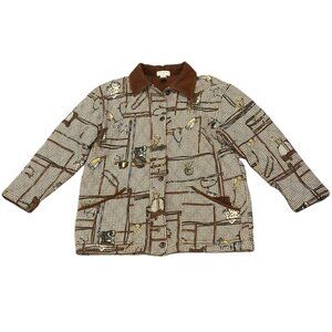 Jones New York Sport Womens Equestrian Print Houndstooth Quilted Barn Jacket M